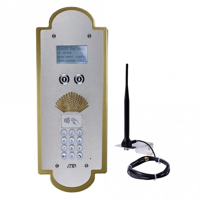 AES AES MULTI-CL-VFGSPK-EU - Multi-Classic 4G Vintage Flush with Keypad and Proximity Reader Gold/Steel | 1000 Apartments | HD Voice