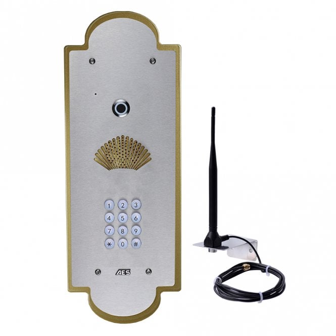 AES AES PRIME7-VFGSK-EU - PRIME7 Vintage Flush with Keypad Gold/Steel | GSM Intercom | Remote Access